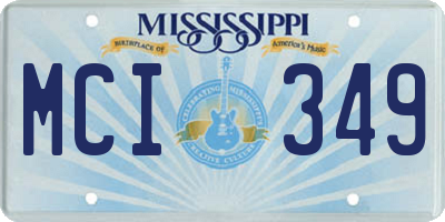 MS license plate MCI349