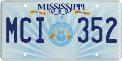 MS license plate MCI352
