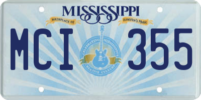 MS license plate MCI355
