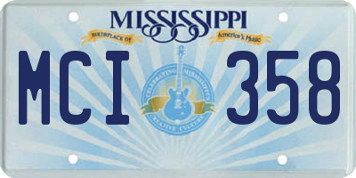 MS license plate MCI358