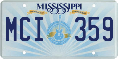 MS license plate MCI359