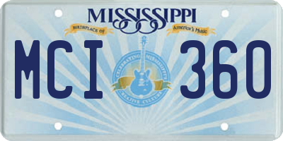 MS license plate MCI360