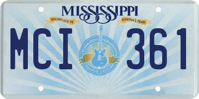 MS license plate MCI361