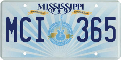 MS license plate MCI365