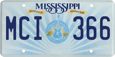 MS license plate MCI366