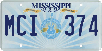 MS license plate MCI374