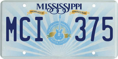 MS license plate MCI375