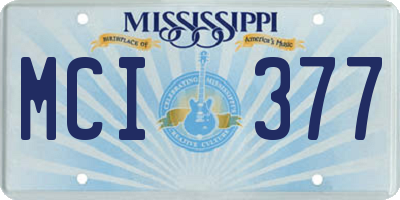 MS license plate MCI377