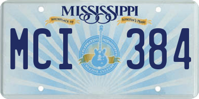 MS license plate MCI384