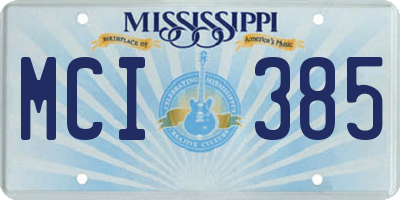 MS license plate MCI385