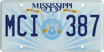 MS license plate MCI387