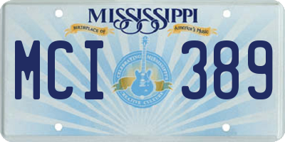 MS license plate MCI389