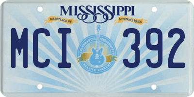 MS license plate MCI392