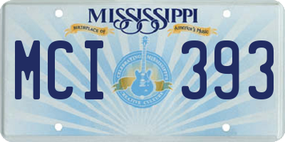 MS license plate MCI393