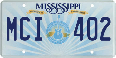 MS license plate MCI402