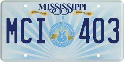 MS license plate MCI403