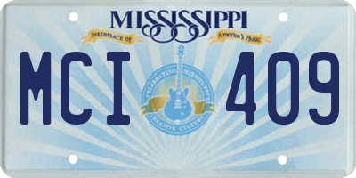 MS license plate MCI409