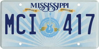 MS license plate MCI417