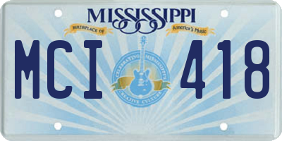 MS license plate MCI418