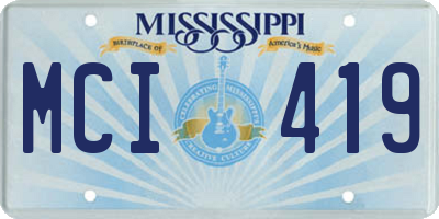 MS license plate MCI419