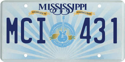 MS license plate MCI431