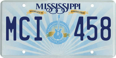 MS license plate MCI458