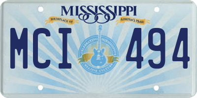MS license plate MCI494