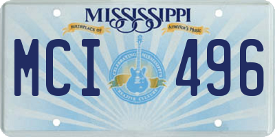 MS license plate MCI496