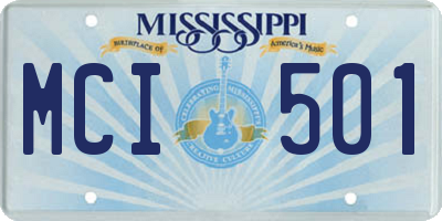 MS license plate MCI501