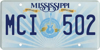 MS license plate MCI502