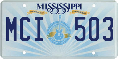 MS license plate MCI503