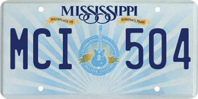 MS license plate MCI504