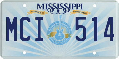 MS license plate MCI514