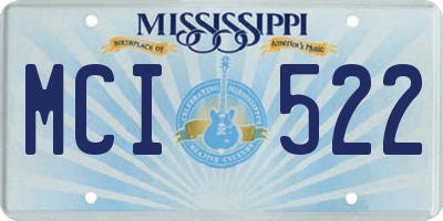 MS license plate MCI522