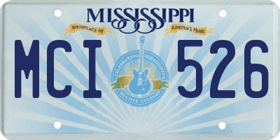 MS license plate MCI526