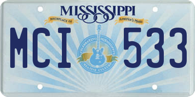 MS license plate MCI533