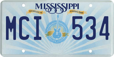 MS license plate MCI534