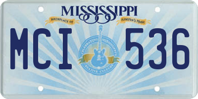 MS license plate MCI536