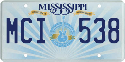 MS license plate MCI538