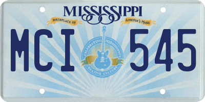 MS license plate MCI545