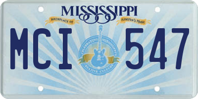 MS license plate MCI547