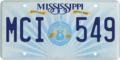 MS license plate MCI549