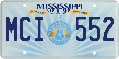 MS license plate MCI552