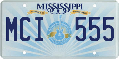 MS license plate MCI555