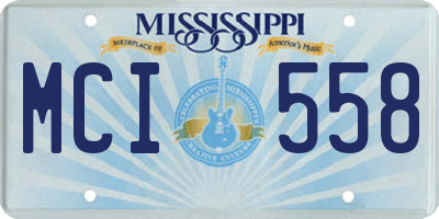 MS license plate MCI558