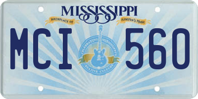 MS license plate MCI560