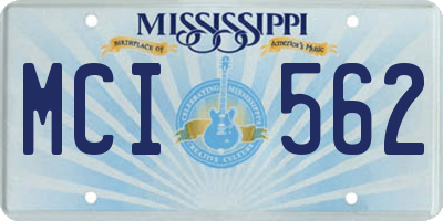 MS license plate MCI562