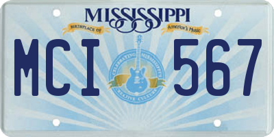 MS license plate MCI567