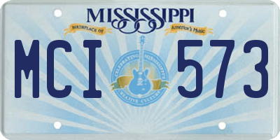 MS license plate MCI573