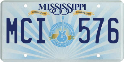 MS license plate MCI576